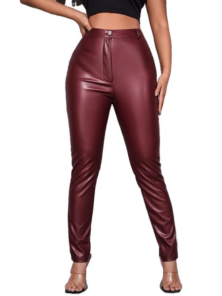 

sxy high waist pu leather pants f38w#, Black;white