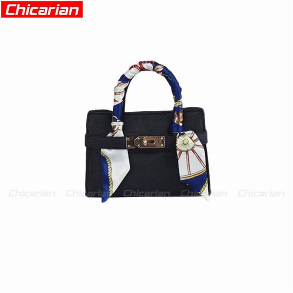 

chicarian candy color kid bag with scarf fashion kids handbag designer bags for children stylish baby bag new toddler messenger ba242m, Black
