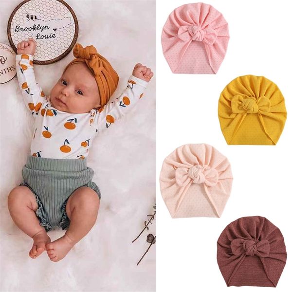 

baby hat winter solid color bows rabbit ears caps baby turban headband for girls kids bonnet beanie born hair accessories 220511, Yellow