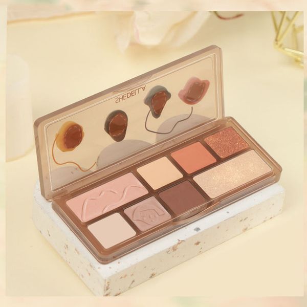 Mais novo 8 cores paleta de sombra para os olhos brilho fosco M￩lange blush luminoso portátil beleza disco de sombras moda maquiagem para os olhos conjunto cosmético ZL0858