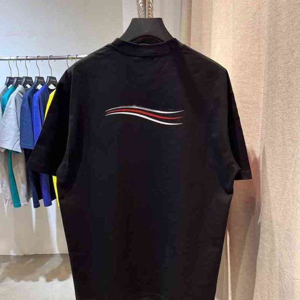 

22sss designer fashion balenciga spring and summer cola wave short sleeve men's and women's same style loose and versatile casual, White;black