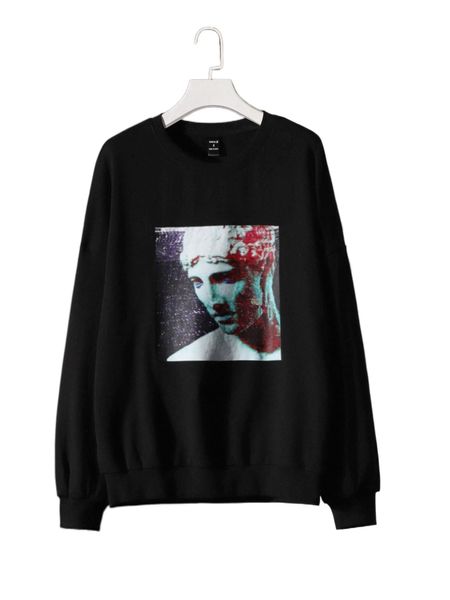 

x chimp figure graphic sweatshirt l9ay#, Black
