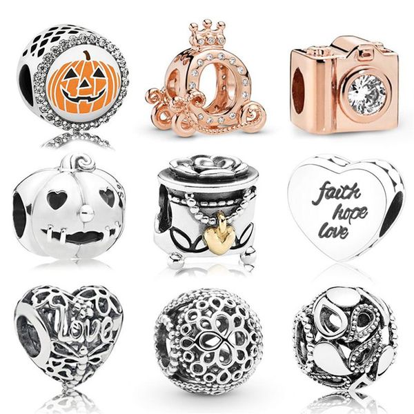 

memnon jewelry 925 sterling silver rose camera charm crown o carriage charms promise of spring heart beads sweet pumpkin bead fit 330r, Bronze;silver