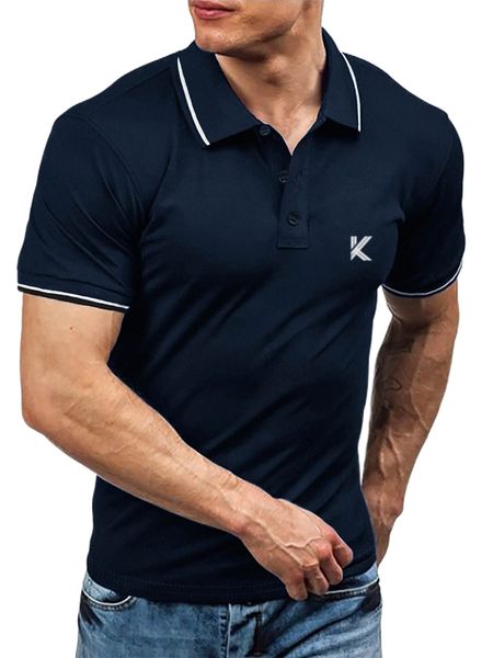 

men letter graphic striped trim polo shirt m5nj#, White;black