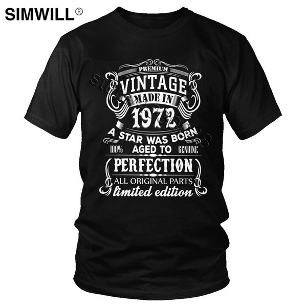 

classic men's cotton vintage 1972 t shirt short sleeves 50 years old birthday gift casual t-shirt summer tee apparel big size 220425, White;black