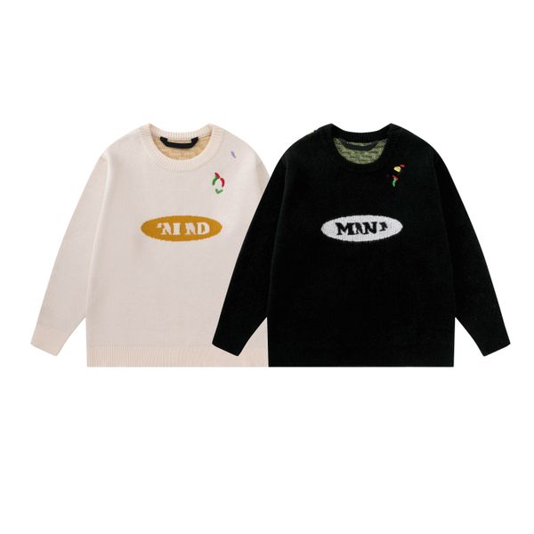 

22 designer new fall/winter round neck thick warm sweater for men and women sweater for men pullover sweater for men mixed color geometric f, White