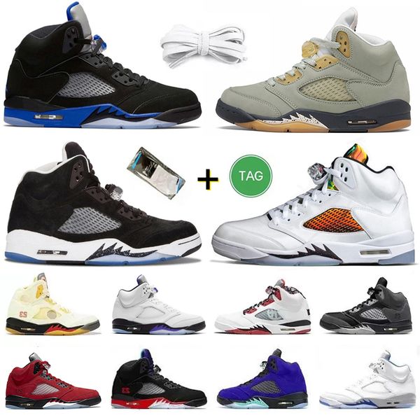 

jumpman 5 5s mens retro basketball shoes easter concord bluebird oreo racer blue raging bull jade horizon shattered backboard wings sail men, Black