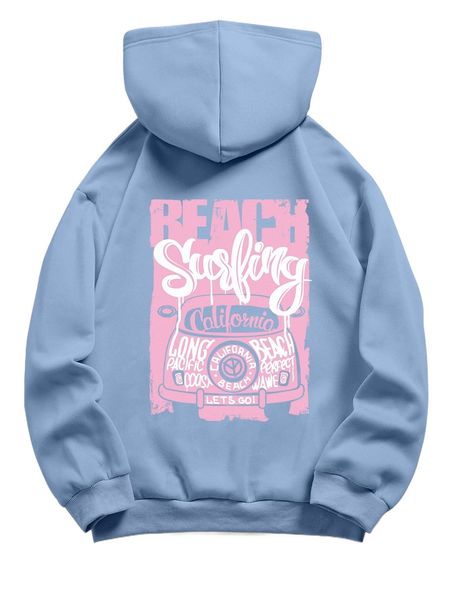 

car & slogan graphic kangaroo pocket thermal lined drawstring hoodie h7yj#, Black