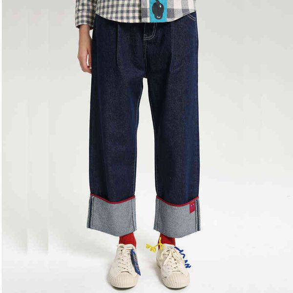 

pantalones vaqueros de pierna ancha para mujer pantaln holgado con letras y puos cintura alta azul oscuro bonito parche hasta el 221225, Blue