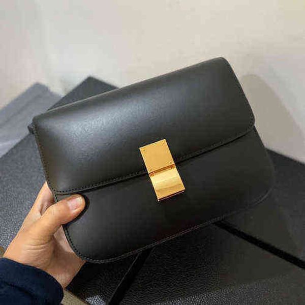 

classic box flap genuine leather adjustable tofu bag with lock casual shoulder crossbody bags for women 2020 luxury design bags g220422