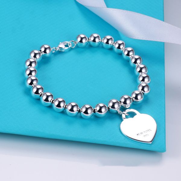 

link chain designer tiffjia love charm luxury jewelry bague homme fashion men woman t tag 8mm round beads bracelet original packaging, Black