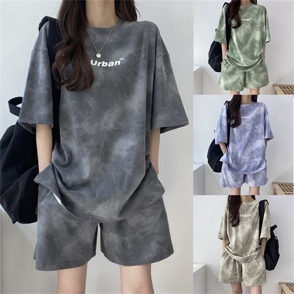 

suit with shorts for women and t shirt oversized sets fashion outfit set summer tracksuit woman big size 220616, Gray