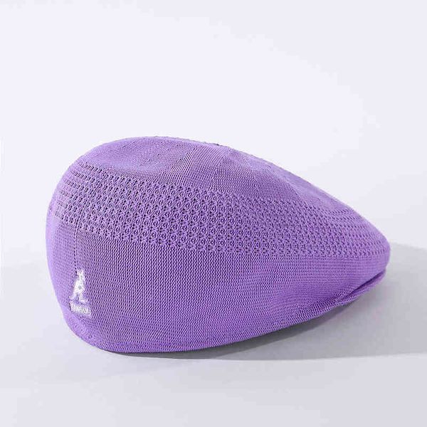 

women caps beret girl beret french artist hand knitted imitation beanie hat cap vintage flat elegant women marine caps j220722, Blue;gray