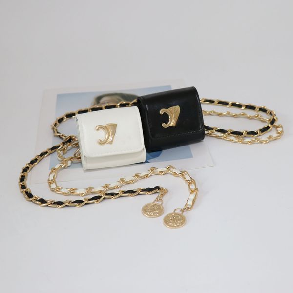 

fashion mini waist bags woven chain belt detachable decorative coin purse women