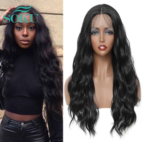 

synthetic lace front wig black color long natural wavy wigs with baby hair wig transparent lace wig for black women dailyfactory direct