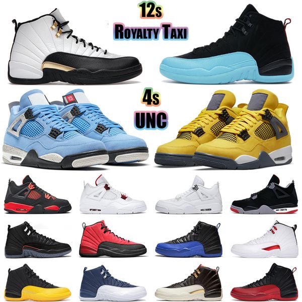 

quality 2021 men women basketball shoes jumpman 4 4s red thunder white oreo metallic purple pure money 12s taxi utility grind reverse flu ga, Black