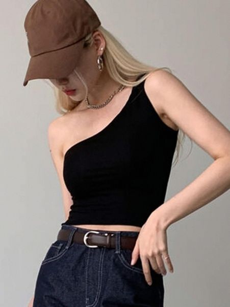 

dazy solid one shoulder 21nu#, White