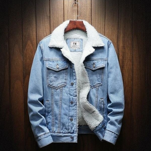 

mkass men jacket and coat trendy warm fleece denim jacket winter fashion mens jean jacket outwear male cowboy plus size 6xl 201114, Black;brown