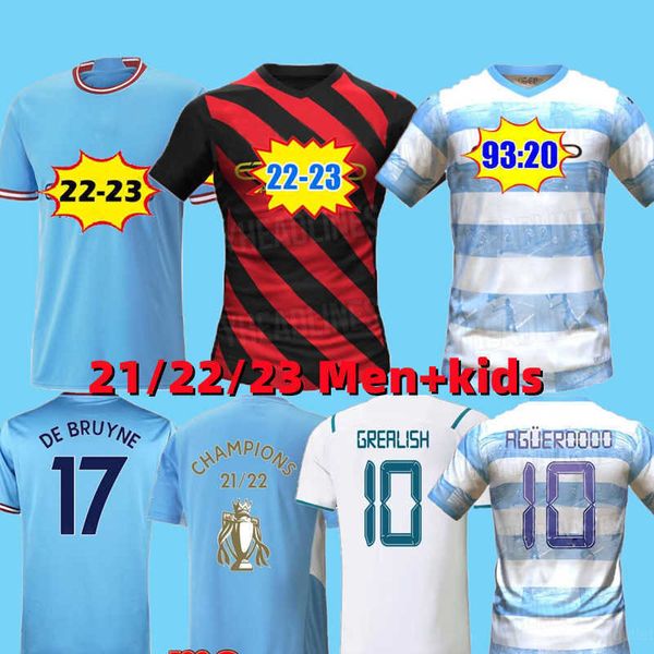 

2022 2023 limited edition de bruyne soccer jersey grealish sterling ferran haaland foden 21 22 23 cities football shirts men kids agueroooo, Black;yellow