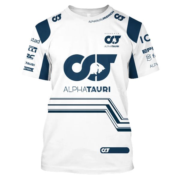 F1 Team Racing Men e feminino Camisetas Scuderia Alpha Tauri Fórmula um Uniform Suje Moto Tee Ciclismo Jersey Plus Tamanho