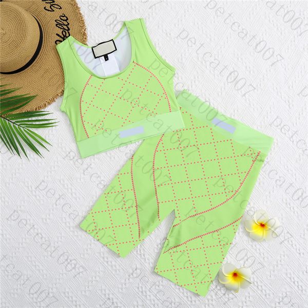 

womens shorts two piece swimwear textile full letter print swimsuit for female grass green yoga set women beachwear