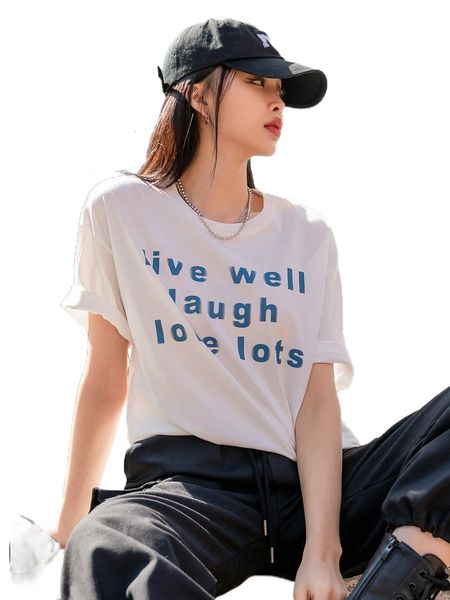 

dazy slogan graphic drop shoulder tee s7cg#, White