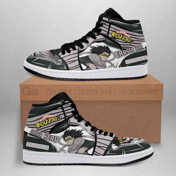 

aizawa eraser head sneakers custom my hero academia anime shoes, Black
