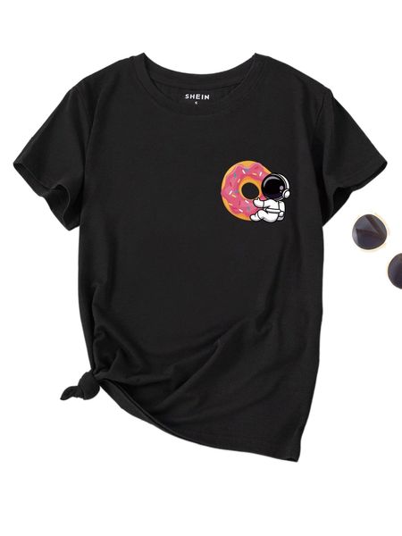 

donut and astronaut print tee p56s#, White
