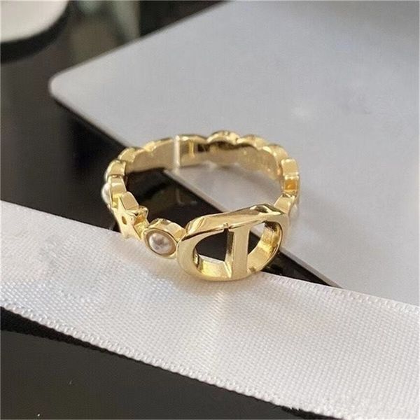 

2022 fashion 20% off designer jewelry d family fashion five pointed star pearl letter net red same ring female, Silver