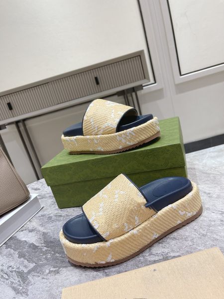 

2022designer woody canvas slippers summer sandals beach slippers indoor shoes designer cross woven outdoor peep toe slipper lett, Black