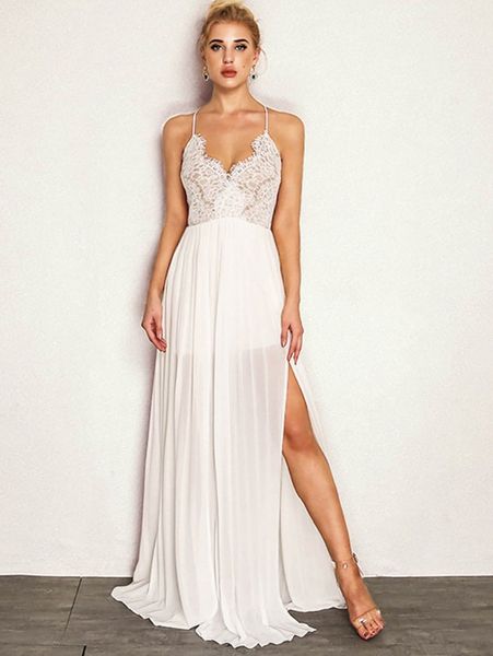 

joyfunear -slit front floral lace applique cami dress i19r#, Black;gray