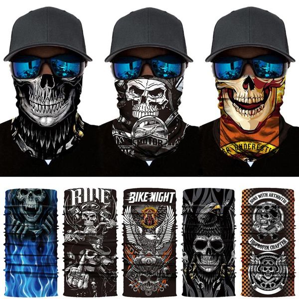 Bandanas Schädel Joker Radfahren Gesichtsmaske Männer Magischer Schal Nahtlose Bandana Buffs Motorrad Tube Shield Sturmhaube Stirnband Halsmanschette