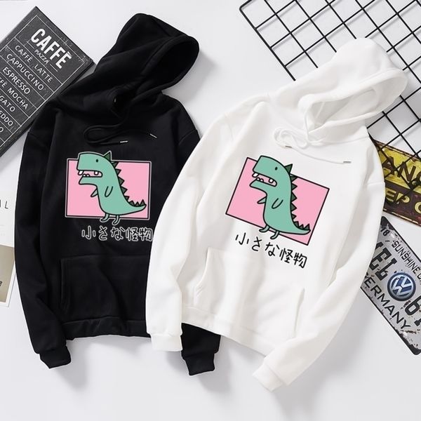 

sweatshirt man dinosaur print hooded warm pullovers with harajuku hooded girls teens hoodies y200610, Black