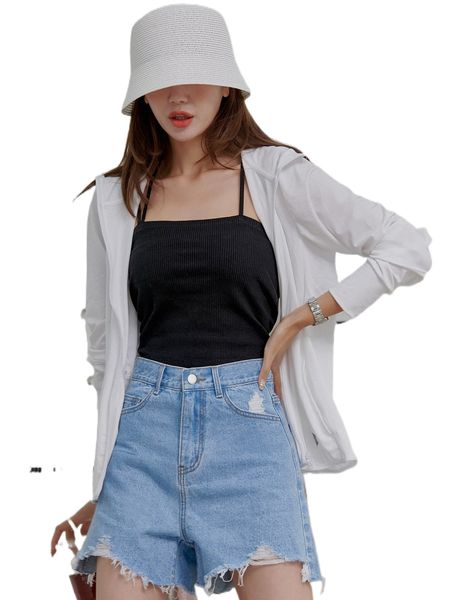 

dazy thumb holes zipper front hooded jacket f8sv#, Black;brown