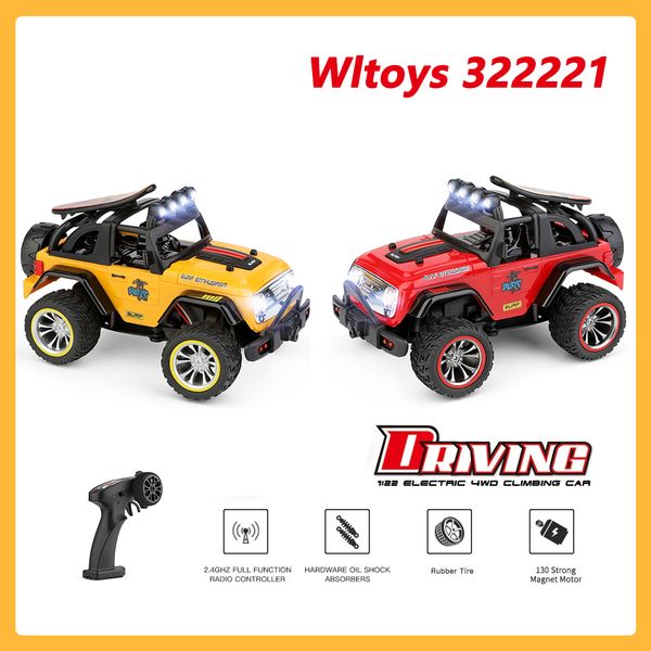 

wltoys 32221 2.4g red or yellow mini rc car 1/32 2wd off-road vehicle model with light remote control mechanical truck children's toy b