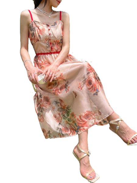 

dazy floral print cami dress 68hn#, Black;gray