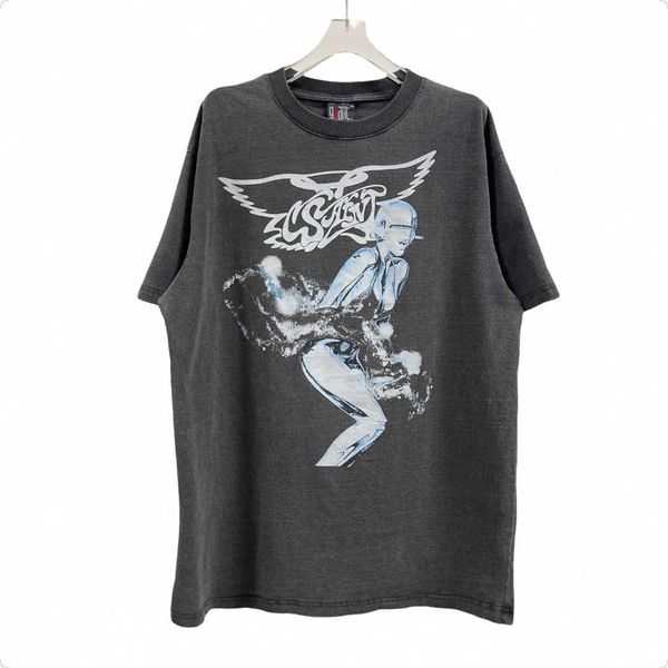 

washed co branded saint kongshanji vintage loose short sleeved men and women, White;black