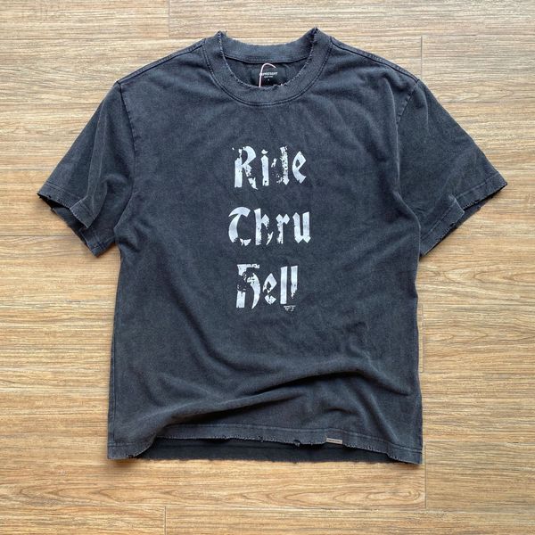 

men's t-shirts designer meichao washes worn letters slogans printed short sleeve t-shirt high street fashion brand men and women loose, White;black