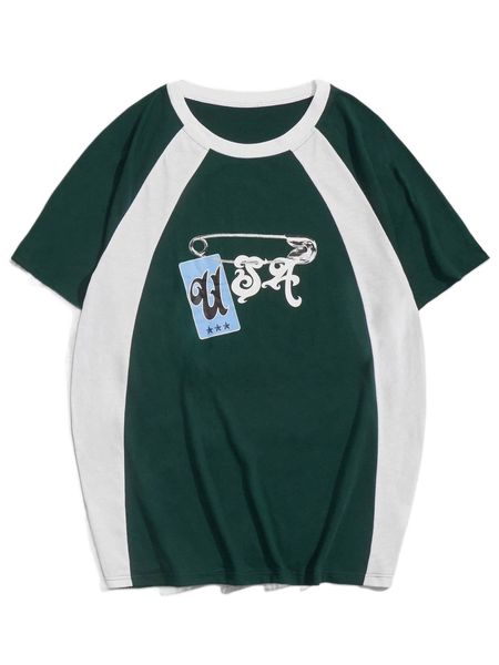 

romwe guys colorblock letter graphic tee g9do#, White;black