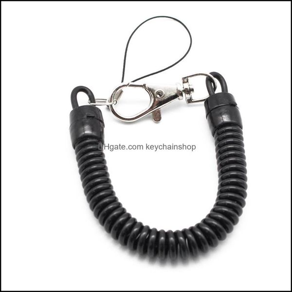 

plastic black retractable key ring spring coil spiral stretch chain keychain for men women clear holder phone anti lost keyring drop deliver, Slivery;golden