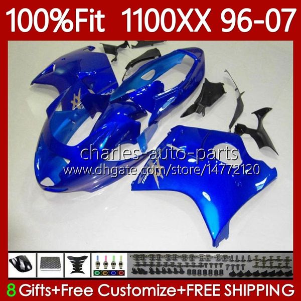 Spritzgusskörper für HONDA Blackbird CBR 1100 CBR1100 XX CC 1100XX 96-07 114No.58 CBR1100XX 96 97 98 99 00 01 1100CC Glänzend blau 2002 2003 2004 2005 2006 2007 Verkleidung