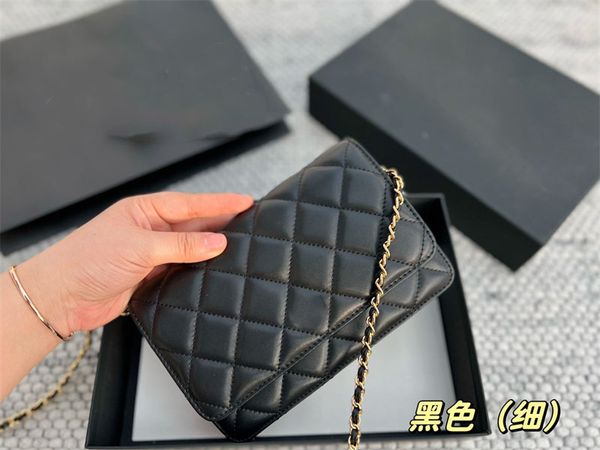 Moda Bağbozumu Klasik Zincir Flap Çanta Küçük Crossbody Tasarımcı Çanta Siyah Kapitone Deri Trendy Omuz Çantaları Lüks Tasarımcılar Kadın Debriyaj Çantalar Cüzdan