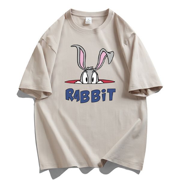 

men's t-shirts mens designer t shirts loose fit summer clothes simple streetwear fashion animal rabbit printed cotton tshirt casual tee, White;black
