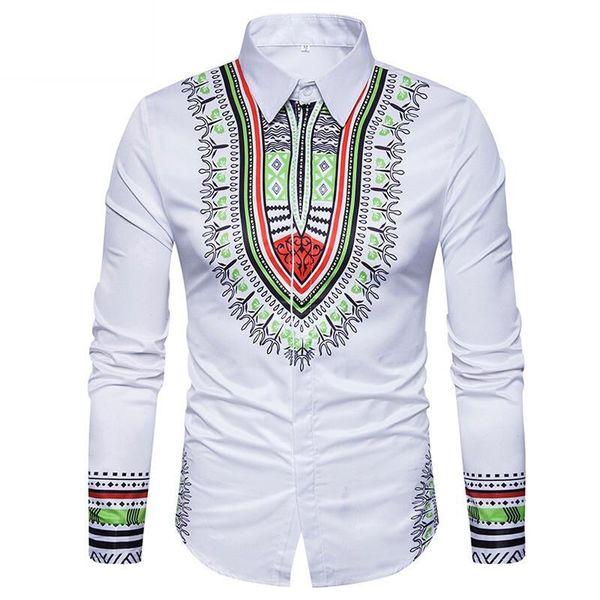 Camicie eleganti da uomo Moda Camicia da uomo africana Personalizzata Manica lunga Mens Top Solid Fit Dashiki Formale Taglie forti WYN498Uomo