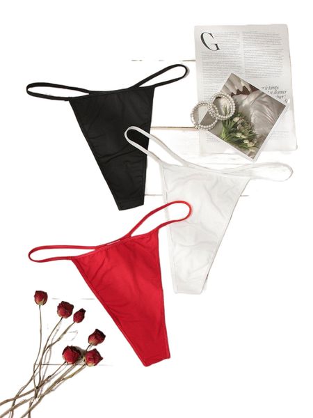 

plus 3pack plain panty set m9wn#, Black;white