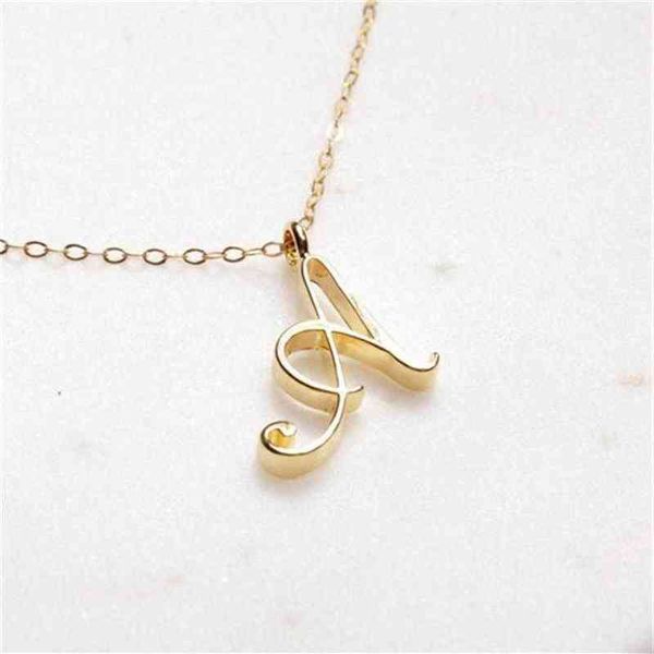 

color gold swirl initial alphabet necklace all 26 english a-t cursive luxury monogram name word text character capital letter pend307i, Silver