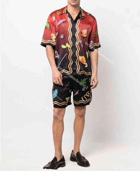 

casablanc mens tennis club silk sports sets designer summer beach shorts and shirts suits, White;black