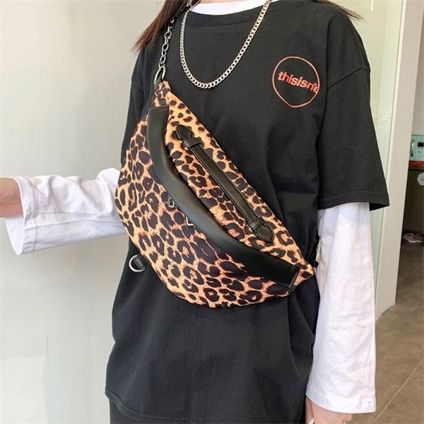 

fanny pack fashion nylon female belt bag women leopard crossbody chest packs girl high-quality small shoulder waist 220324