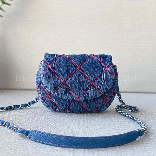 

cc beach bags new style 22m denim saddle diamond lattice designer luxurious shoulder bag lady handbag leather woman purses wholesale card ho