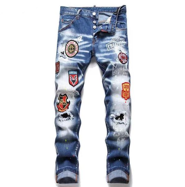 

2022 american hip hop new jeans men's fashion, Blue